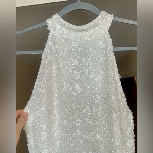 Meshki Emery White Beaded Lace Halter Maxi Dress - Small - Picture 5 of 10